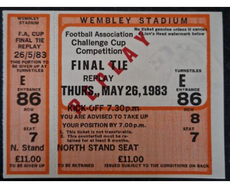 1983 BRIGHTON V MANCHESTER UNITED&nbsp; FA CUP FINAL REPLAY RARE UNUSED TICKET
Good condition
Ref SM