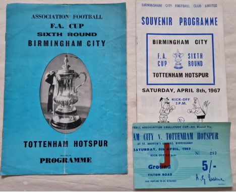 1966-67 BIRMINGHAM CITY V TOTTENHAM HOTSPUR PROGRAMME, PIRATE PROGRAMME &amp; TICKET
Fair / Good
Ref SM