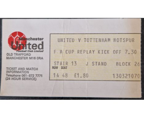 1978-79 MANCHESTER UNITED V TOTTENHAM HOTSPUR FA CUP REPLAY TICKET
Slight fold
Ref MS