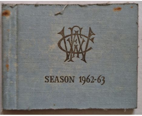 1962-63 WOLVERHAMPTON WANDERERS SEASON TICKET BOOK
Ref NH