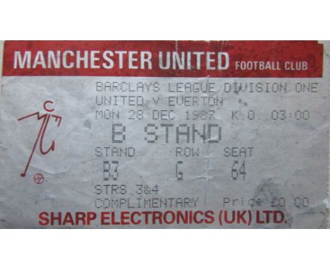 1987-88 MANCHESTER UNITED V EVERTON TICKET
Ref KJ