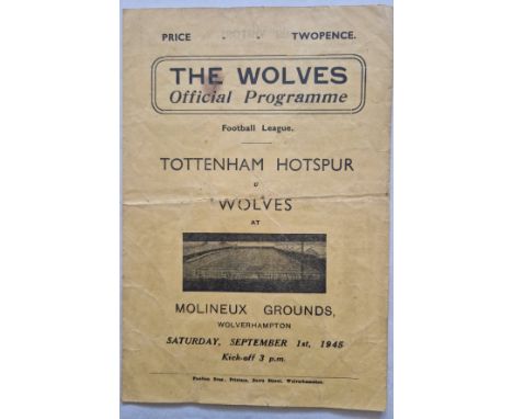 1945-46 WOLVERHAMPTON WANDERERS V TOTTENHAM HOTSPUR
Fold &amp; small mark
Ref P