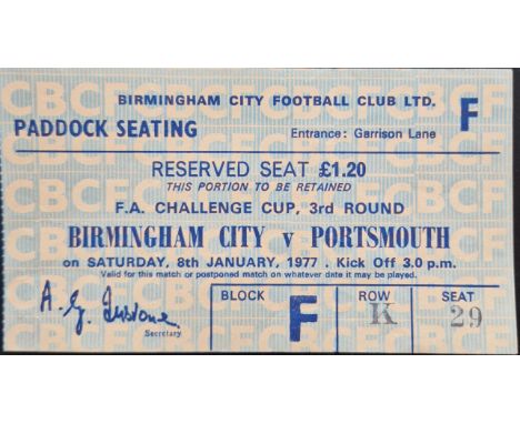 1976-77 BIRMINGHAM CITY V PORTSMOUTH FA CUP TICKET
Slight fold
Ref SM