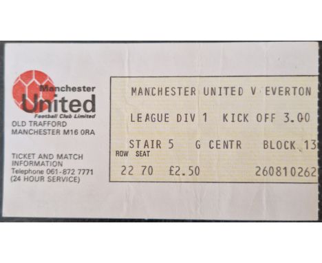 1978-79 MANCHESTER UNITED V EVERTON TICKET
Slight folds &amp; staple holes
Ref MS