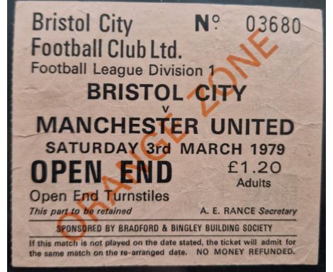 1978-79 BRISTOL CITY V MANCHESTER UNITED TICKET
Good condition
Ref SM