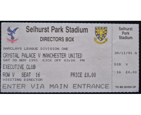 1991-92 CRYSTAL PALACE V MANCHESTER UNITED DIRECTORS BOX TICKET
Good condition&nbsp;
Ref SM