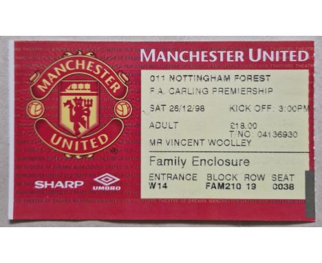 1998-99 TREBLE WINNING SEASON MANCHESTER UNITED V NOTTINGHAM FOREST TICKET
Ref DT