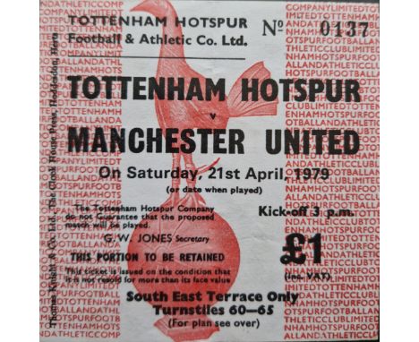 1978-79 TOTTENHAM HOTSPUR V MANCHESTER UNITED TICKET
Very slight fold
Ref SM