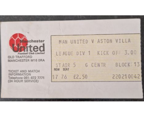 1978-79 MANCHESTER UNITED V ASTON VILLA TICKET
Staple hole &amp; slight folds
Ref MS
