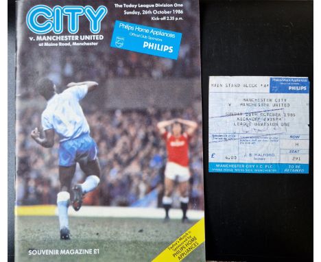 1986-87 MANCHESTER CITY V MANCHESTER UNITED PROGRAMME &amp; TICKET
Ref LT