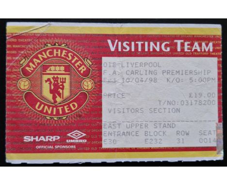1997-1998 MANCHESTER UNITED V LIVERPOOL TICKET
Slight folds
Ref SM