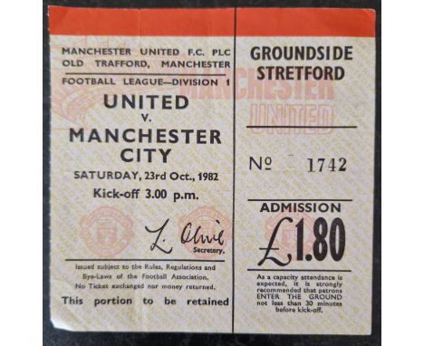 1982-83 MANCHESTER UNITED V MANCHESTER CITY TICKET
Slight fold
Ref MS