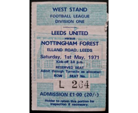 1970-71 LEEDS UNITED V NOTTINGHAM FOREST TICKET
Good condition with slight folds
Ref SM