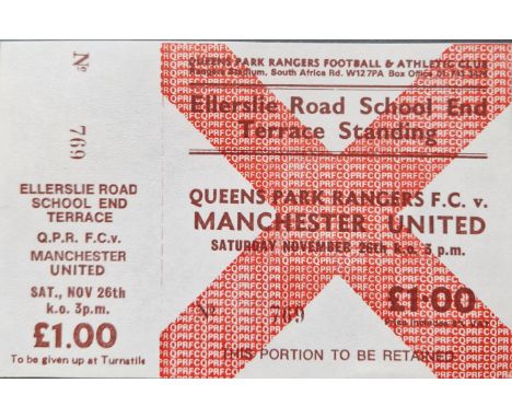 1977-78 QUEENS PARK RANGERS V MANCHESTER UNITED VERY RARE UNUSED TICKET
Ref DT