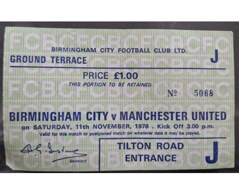 1978-1979 BIRMINGHAM CITY V MANCHESTER UNITED&nbsp; TICKET
Slight fold with autograph on rear of ticket
Ref SM