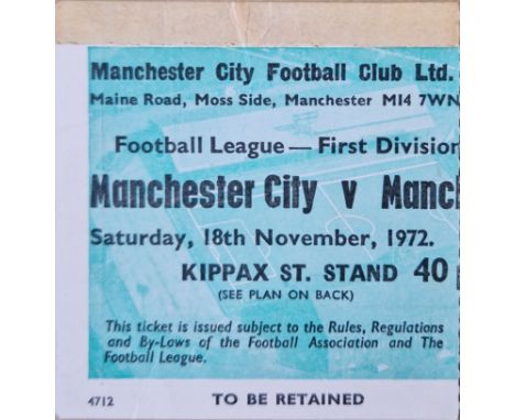 1972-73 MANCHESTER CITY V MANCHESTER UNITED TICKET
Tape along top edge
Ref SR