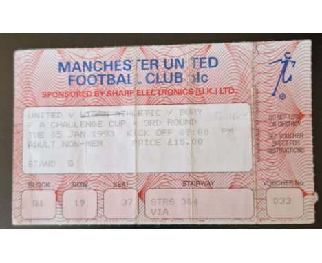 1992-93 MANCHESTER UNITED V BURY FA CUP 3RD ROUND TICKET
Fold
Ref MS