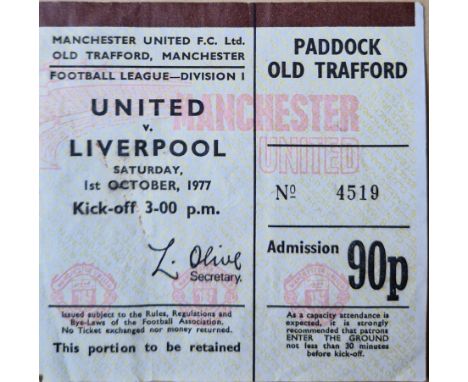 1977-78 MANCHESTER UNITED V LIVERPOOL TICKET
Folds
Ref SR