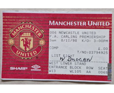1998-99 TREBLE WINNING SEASON MANCHESTER UNITED V NEWCASTLE UNITED TICKET
Name noted &amp; fold
Ref DT