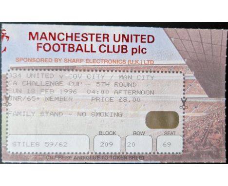 1995-96 MANCHESTER UNITED V MANCHESTER CITY FA CUP TICKET
Good condition
Ref SM