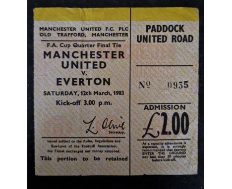 1982-83 MANCHESTER UNITED V EVERTON FA CUP TICKET
Slight fold
Ref SM