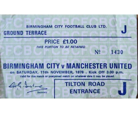 1978-79 BIRMINGHAM CITY V MANCHESTER UNITED TICKET
Folds
Ref SR