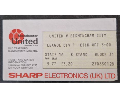 1982-83 MANCHESTER UNITED V BIRMINGHAM CITY TICKET
Good condition
Ref MS