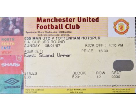 1996-97 MANCHESTER UNITED V TOTTENHAM HOTSPUR FA CUP TICKET
Good condition
Ref SM