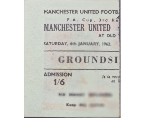 1961-62 MANCHESTER UNITED V BOLTON WANDERERS FA CUP 3RD ROUND TICKET
Match details noted on back
Ref DT