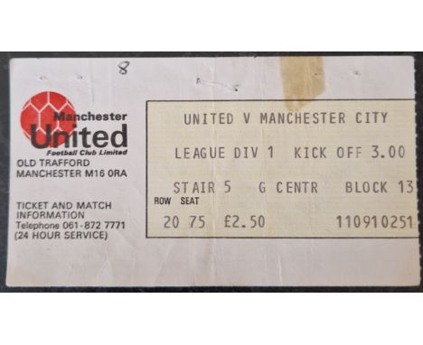 1978-79 MANCHESTER UNITED V MANCHESTER CITY TICKET
Slight folds, tape mark, number noted &amp; staple holes
Ref MS