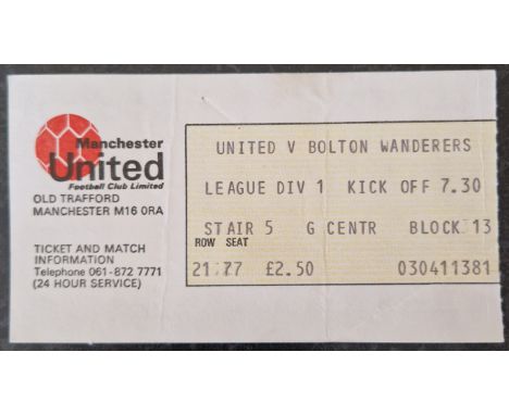 1978-79 MANCHESTER UNITED V BOLTON WANDERERS TICKET
Slight folds &amp; staple holes
Ref MS