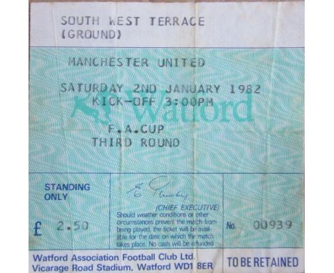 1981-82 WATFORD V MANCHESTER UNITED FA CUP TICKET
Fold
Ref SR
