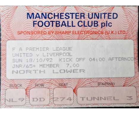 1992-93 MANCHESTER UNITED V LIVERPOOL TICKET
Good condition
Ref SM