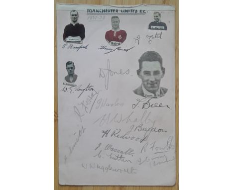 MANCHESTER UNITED 1937-38 AUTOGRAPH PAGE, STOKE CITY AUTOGRAPHS ON REVERSE
Manchester United 1937-38 squad signed autograph b