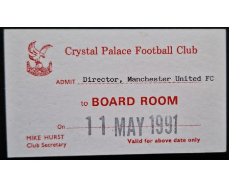 1990-91 CRYSTAL PALACE V MANCHESTER UNITED RARE BOARDROOM TICKET
Good condition
Ref SM