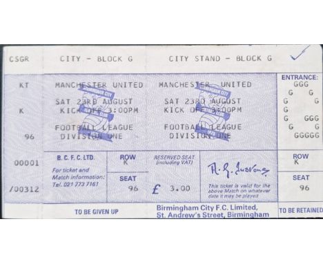 1980-81 BIRMINGHAM CITY V MANCHESTER UNITED VERY RARE UNUSED TICKET
Ref DT