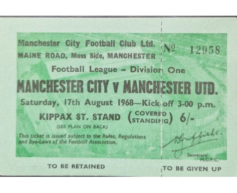 1968-69 MANCHESTER CITY V MANCHESTER UNITED VERY RARE UNUSED TICKET
Ref DT