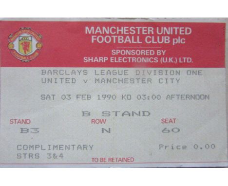 1989-90 MANCHESTER UNITED V MANCHESTER CITY TICKET
Ref KJ