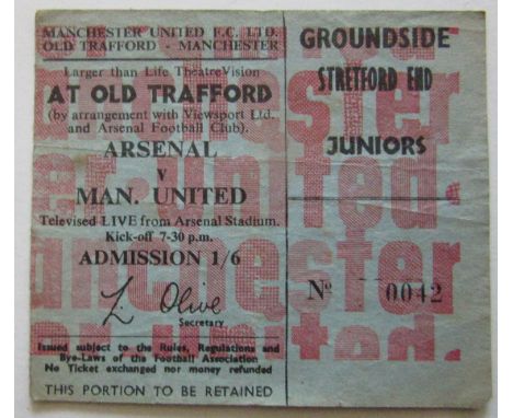 1960'S ARSENAL V MANCHESTER UNITED BEAM BACK TO OLD TRAFFORD RARE TICKET
Folds
Ref IOW