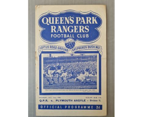 1949-50 QUEENS PARK RANGERS V PLYMOUTH ARGYLE
Slight staple rusting
Ref K