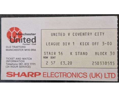 1982-83 MANCHESTER UNITED V COVENTRY CITY TICKET
Season noted on back in pencil
Ref MS