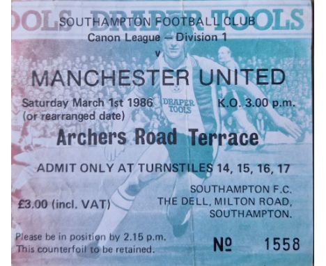 1985-86 SOUTHAMPTON V MANCHESTER UNITED TICKET
Fold
Ref SR