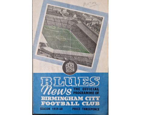 1959-60 BIRMINGHAM CITY V TOTTENHAM HOTSPUR - SIGNED BY 5 SPURS PLAYERS
Autographed by Les Allan, Danny Blanchflower, Tommy H