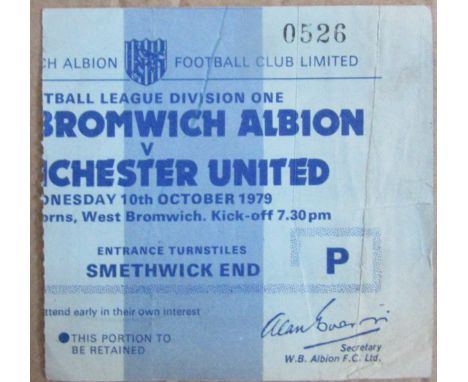 1979-80 WEST BROMWICH ALBION V MANCHESTER UNITED TICKET
Folds
Ref SR