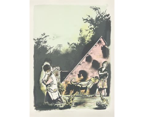(See English version below)Neo Rauch (Leipzig 1960 – lebt in Leipzig). „Abendmelodie“. 2011Fünffarbige Kreide- und Tuschelith