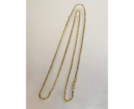 A 9ct gold belcher link guard chain, stamped "9ct". Length 80cm, 16 grams