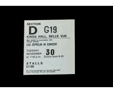 Led Zeppelin: Original ticket stub for The Kings Hall, Belle Vue Manchester Tuesday November 30th 1971, in excellent conditio