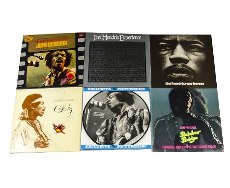 Jimi Hendrix: eight albums including The Peel Sessions, Rainbow Bridge, Hendrix In The West, War Heroes, 12" interview pictur