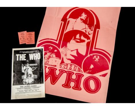 The Who: Original double-sided fold-out poster programme, flyer and two ticket stubs for their concert at the Sophia Garden, 