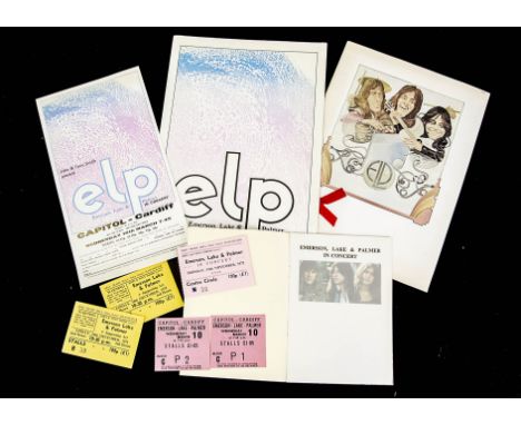 Emerson Lake And Palmer: concert memorabilia, programme flyer and two ticket stubs for Capitol Theatre Cardiff, Wednesday Mar